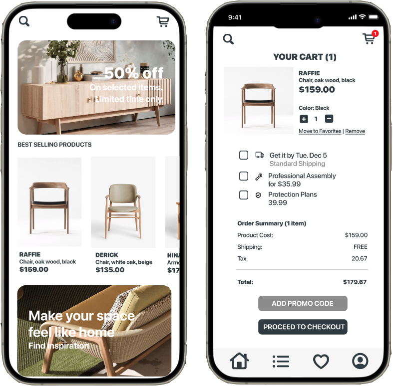 Mobile Prototype of CASA Furniture